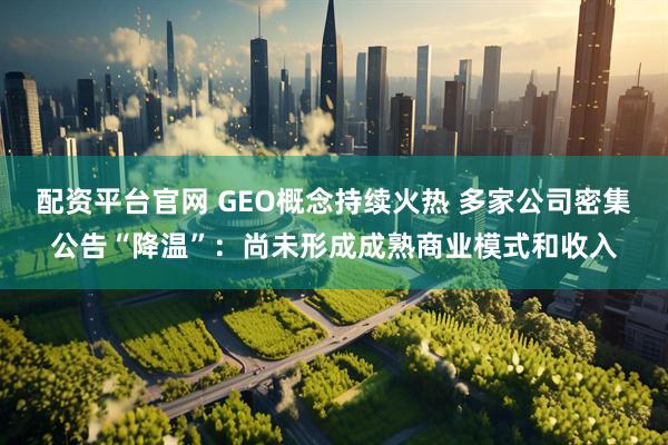 配资平台官网 GEO概念持续火热 多家公司密集公告“降温”：尚未形成成熟商业模式和收入